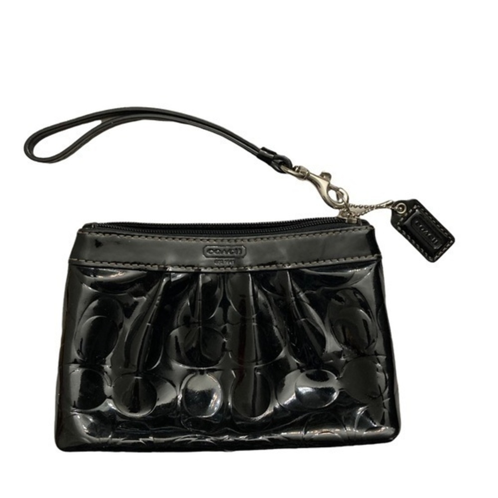 Coach embossed patent leather wristlet bag
